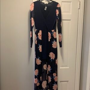 Pink and blue Long Sleeve V-Neck shorts/dress